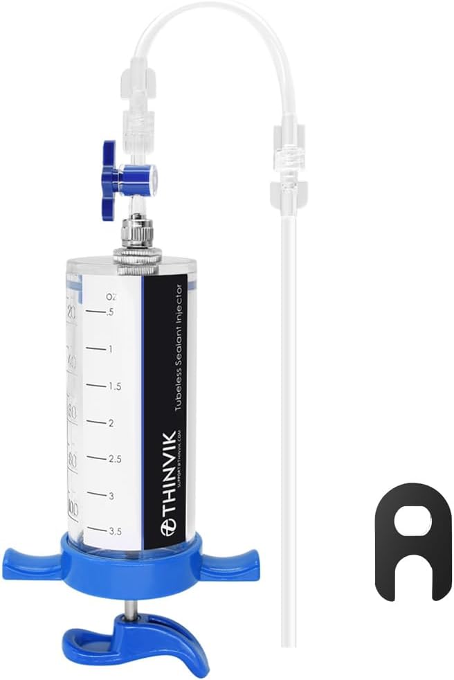 Thinvik 100ML/3.5オンス 自転車チューブレスシーラントインジェクター Stans No Tubesシーラント用、自転車チューブレスタイヤシーラントシリンジ Presta Schraderバルブコア用