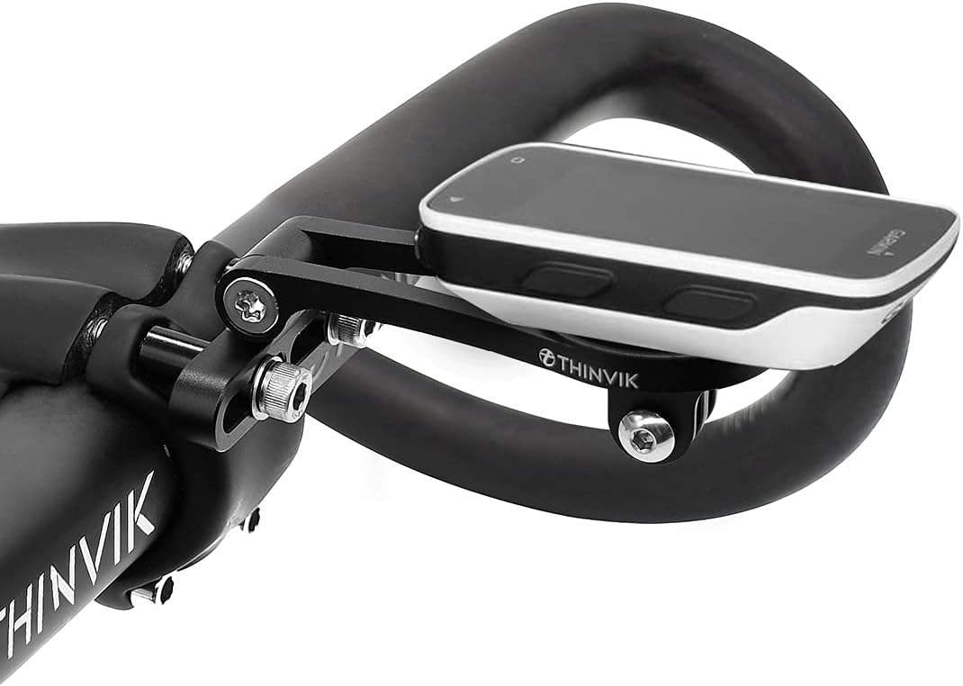 Thinvik Out-Front Extended Bike Computer Mount for Wahoo - Adjustable Angle Combo Mount for Elemnt Mini, Bolt, Roam GPS Bike Computer - CNC Aluminum Alloy