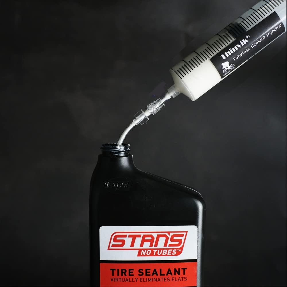 Thinvik 3.5オンス/100ML チューブレスシーラントインジェクター(Stans No Tubesシーラント用)バイクチューブレスシーラントシリンジ(Presta Schraderバルブコア取り外しツールおよびその他シーラント用)