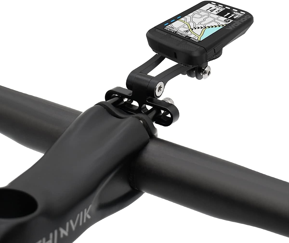 Thinvik Out-Front Extended Bike Computer Mount for Wahoo - Adjustable Angle Combo Mount for Elemnt Mini, Bolt, Roam GPS Bike Computer - CNC Aluminum Alloy