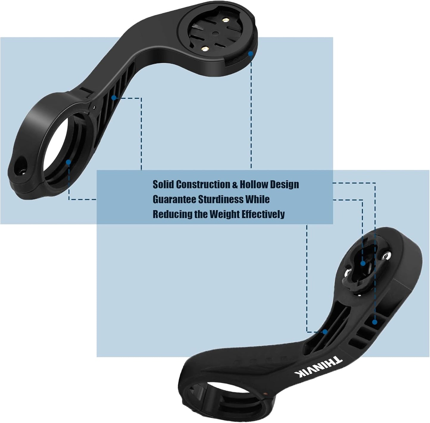 Thinvik Bike Computer Mount for Garmin Edge 1040 1030 840 830 540 530 130 Compatible with 25.4 31.8 35mm Handlebars Comes with Quick Release Gopro Mount Adapter and Light Holder