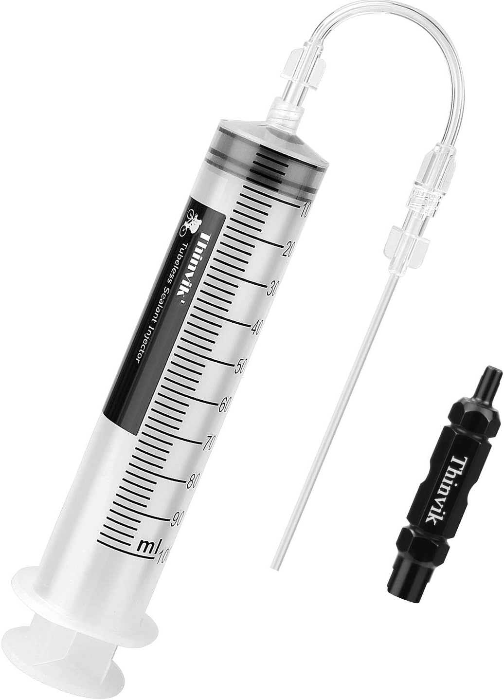Thinvik 3.5オンス/100ML チューブレスシーラントインジェクター(Stans No Tubesシーラント用)バイクチューブレスシーラントシリンジ(Presta Schraderバルブコア取り外しツールおよびその他シーラント用)