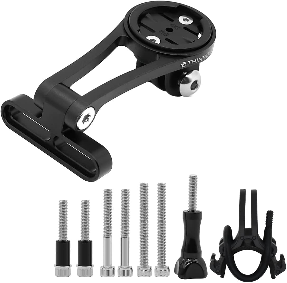 Thinvik Out-Front Extended Bike Computer Mount for Wahoo - Adjustable Angle Combo Mount for Elemnt Mini, Bolt, Roam GPS Bike Computer - CNC Aluminum Alloy