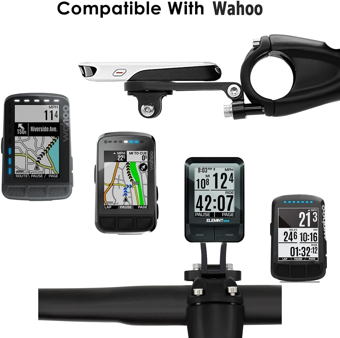 Thinvik Out-Front Extended Bike Computer Mount for Wahoo Garmin Bryton Series Combo Mount GPS Bike Computer