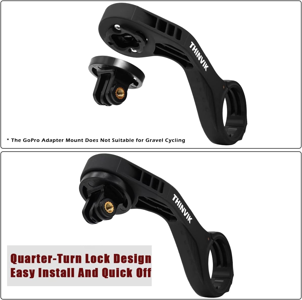 Thinvik Bike Computer Mount for Garmin Edge 1040 1030 840 830 540 530 130 Compatible with 25.4 31.8 35mm Handlebars Comes with Quick Release Gopro Mount Adapter and Light Holder