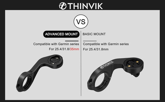 Thinvik Bike Computer Mount for Garmin Edge 1040 1030 840 830 540 530 130 Compatible with 25.4 31.8 35mm Handlebars Comes with Quick Release Gopro Mount Adapter and Light Holder