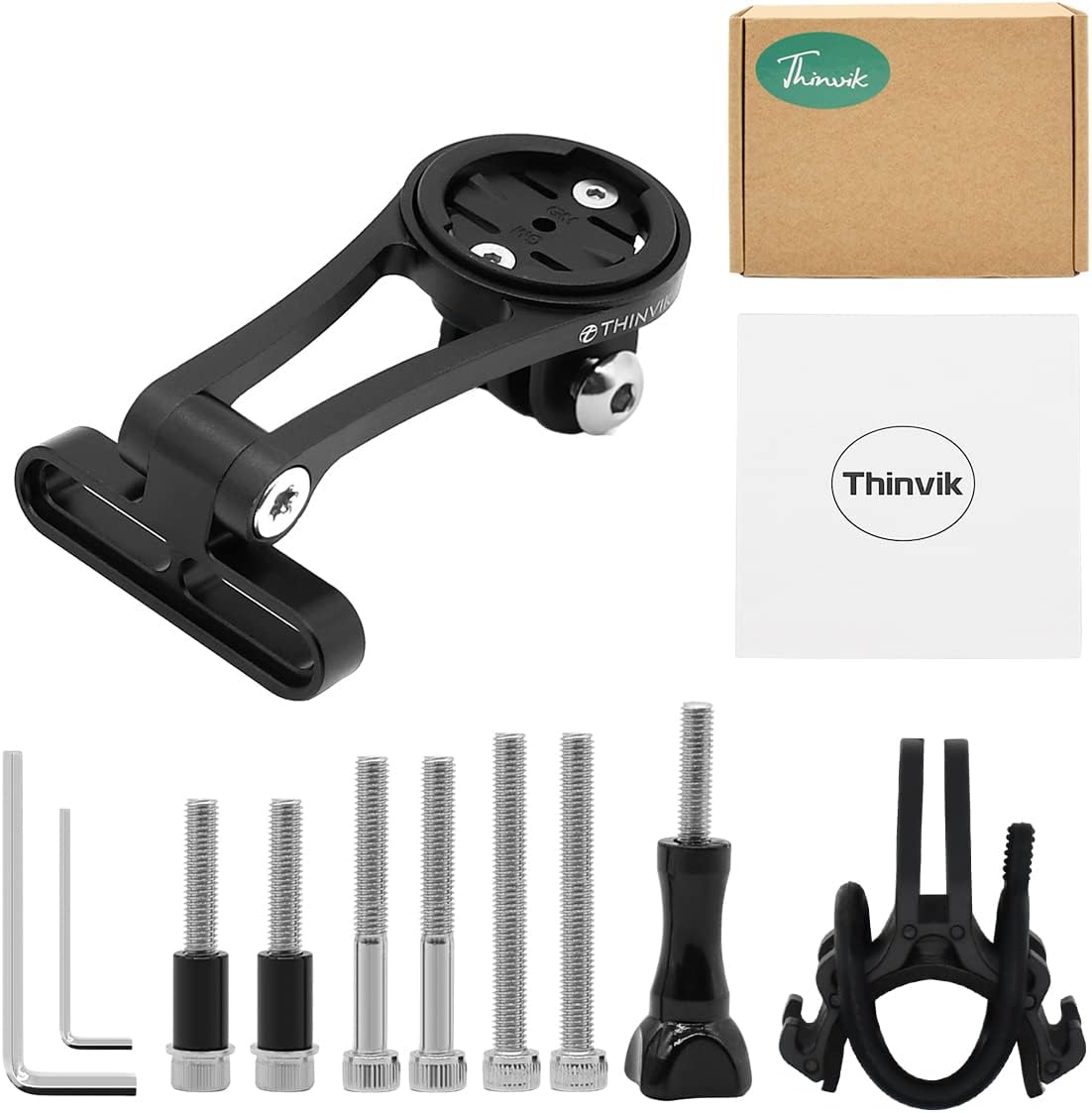 Thinvik Out-Front Extended Bike Computer Mount for Wahoo - Adjustable Angle Combo Mount for Elemnt Mini, Bolt, Roam GPS Bike Computer - CNC Aluminum Alloy
