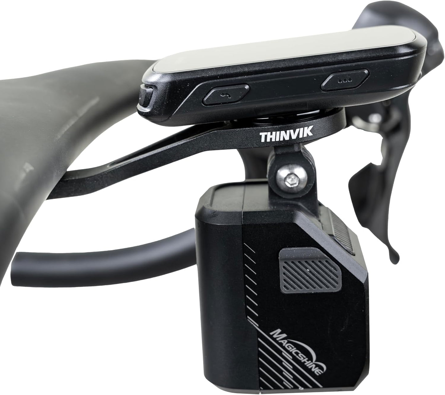 Thinvik Integrated Handlebar Bike Computer Adjustable Combo Mount for Wahoo Garmin Bryton Series Bicycle Mount for Gopro Combo Camera and Headlight
