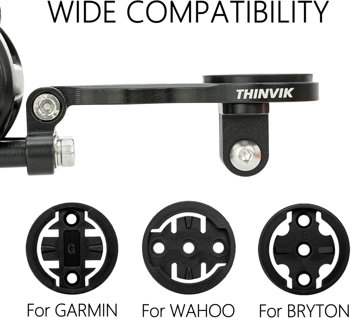 Thinvik Out-Front Extended Bike Computer Mount for Wahoo - Adjustable Angle Combo Mount for Elemnt Mini, Bolt, Roam GPS Bike Computer - CNC Aluminum Alloy