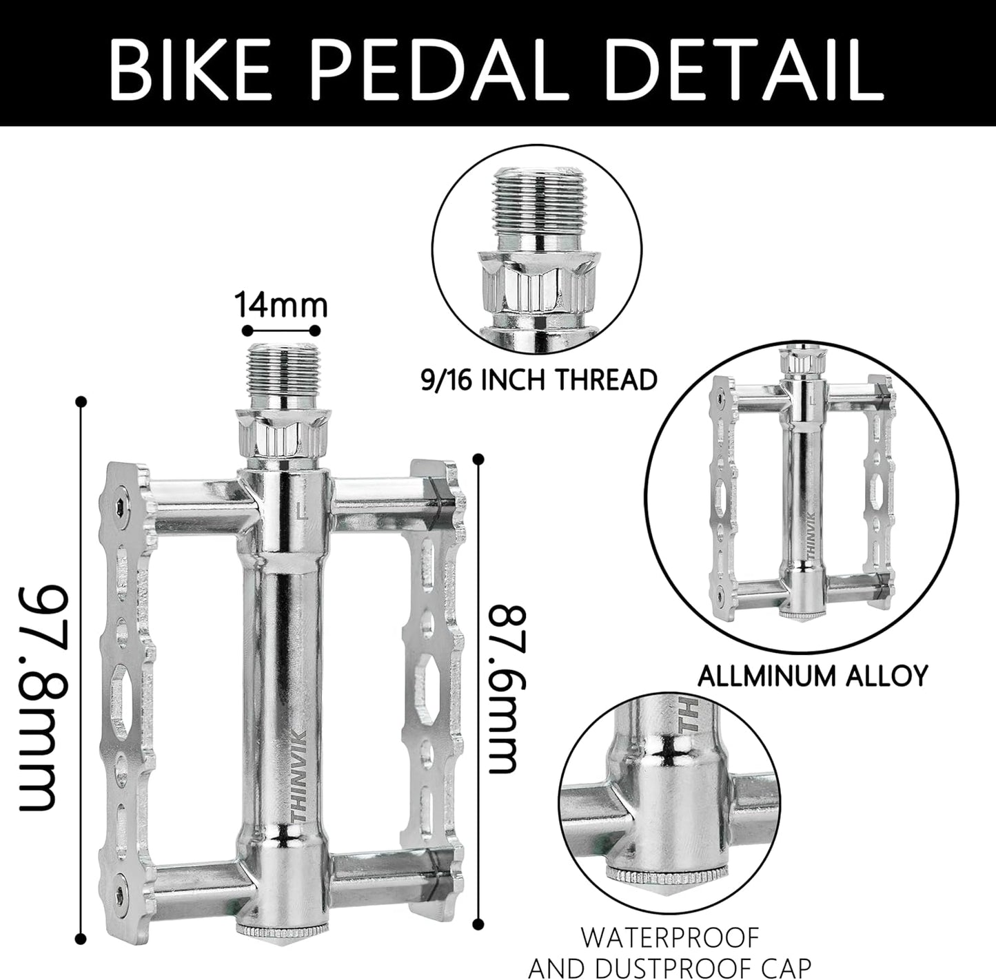 Bike Retro Silver Flat Pedals