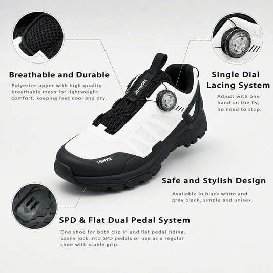 Thinvik Unisex Mountain Bike Shoes, SPD and Flat Pedal Dual Use