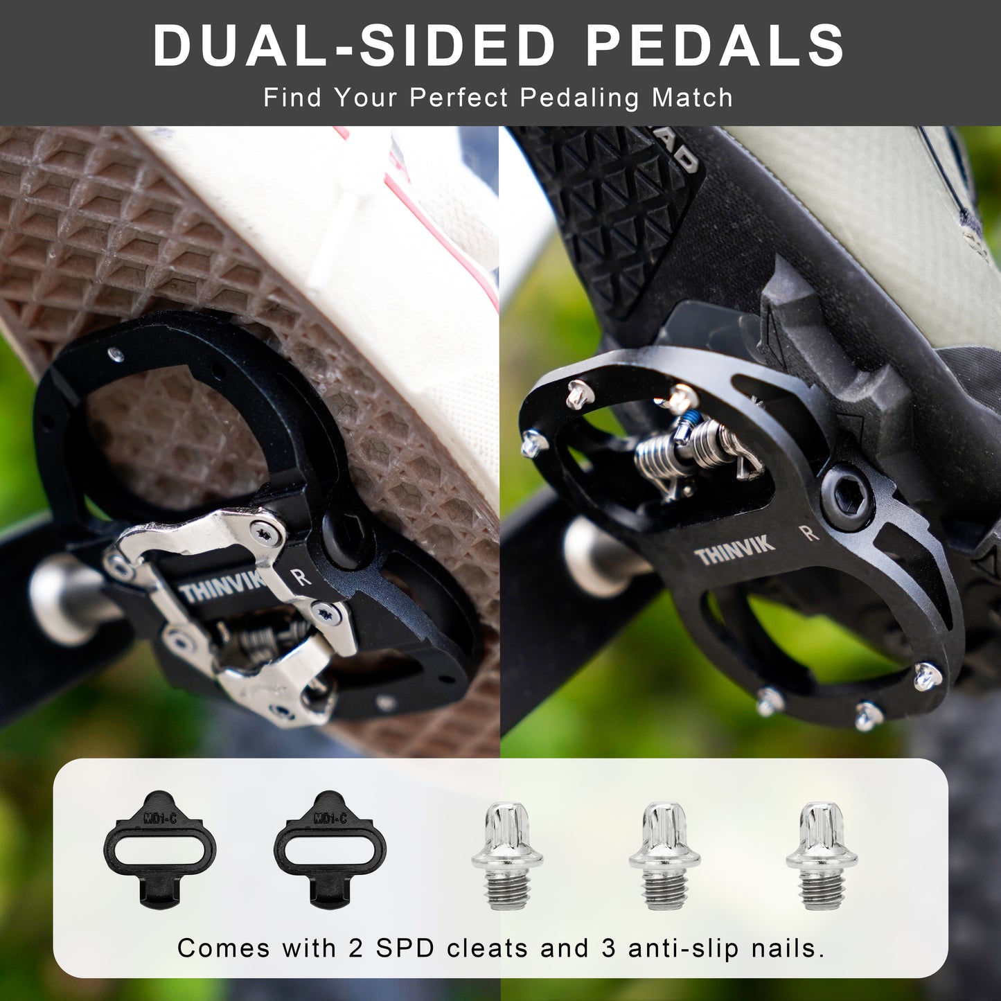 Thinvik Dual Sided SPD Clipless & Flat Pedals
