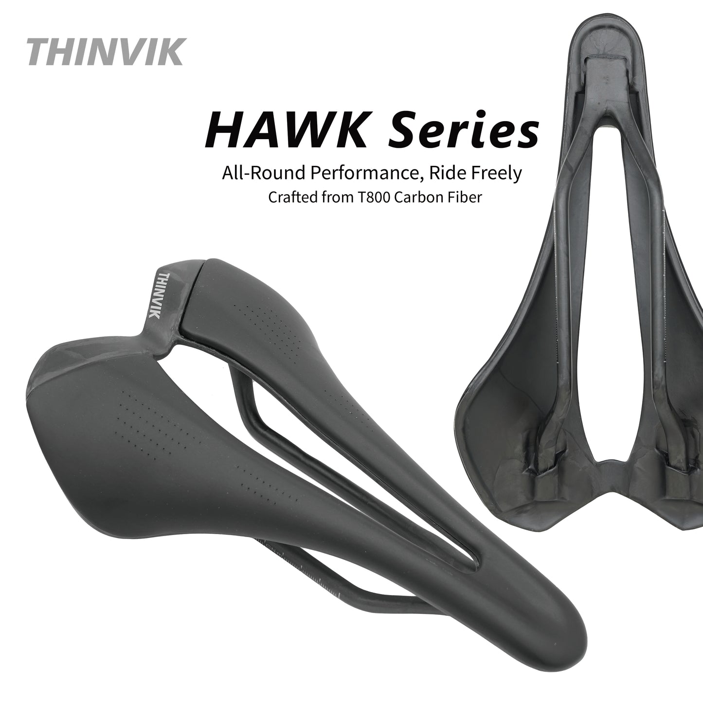 Thinvik Hawk Carbon Fiber Bike Saddle, T800 Full Carbon Base Bicycle Seat with VFP Vacuum Foam Technology,