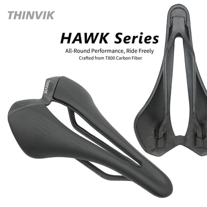 Thinvik Hawk Carbon Fiber Bike Saddle, T800 Full Carbon Base Bicycle Seat with VFP Vacuum Foam Technology,