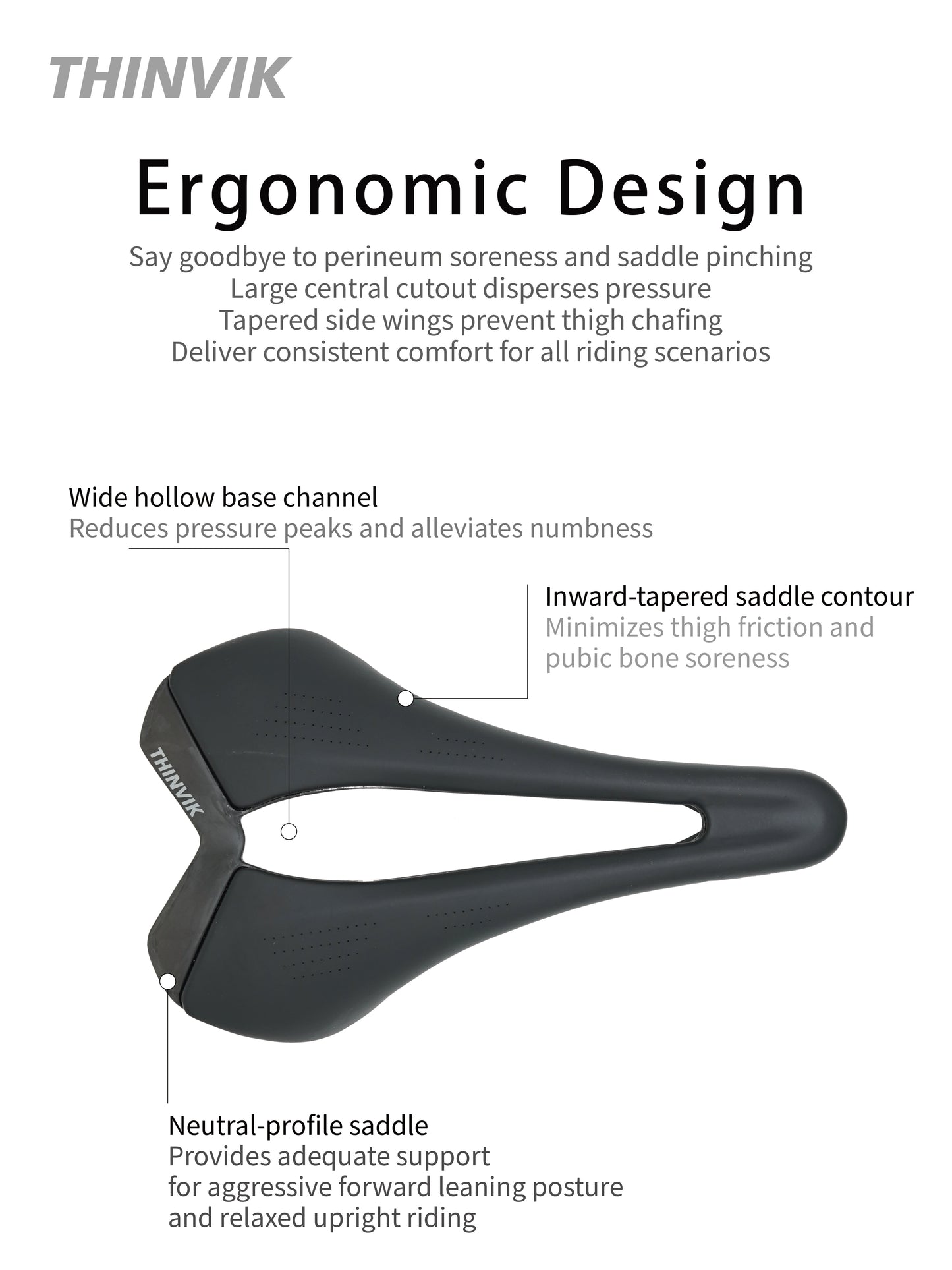 Thinvik Hawk Carbon Fiber Bike Saddle, T800 Full Carbon Base Bicycle Seat with VFP Vacuum Foam Technology,
