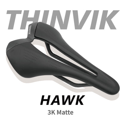 Thinvik Hawk Carbon Fiber Bike Saddle, T800 Full Carbon Base Bicycle Seat with VFP Vacuum Foam Technology,