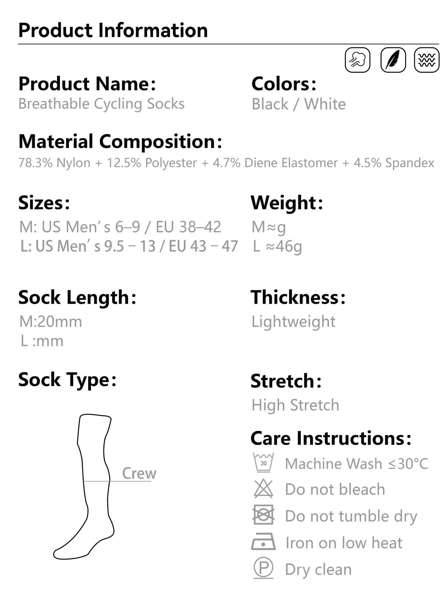 Thinvik Breathable Cycling Socks, Lightweight Performance Bike Socks for Men & Women (1 Pair)