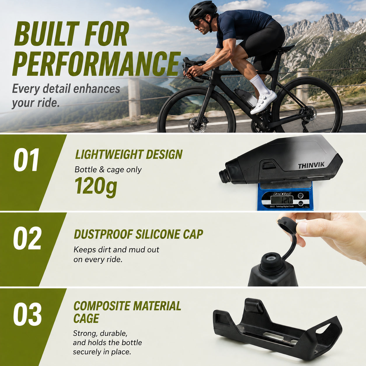 Bicycle Aerodynamic Water Bottle Set, 650ml Squeeze Water Bottle