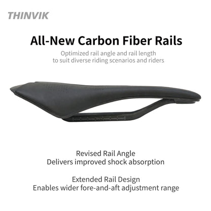 Thinvik Hawk Carbon Fiber Bike Saddle, T800 Full Carbon Base Bicycle Seat with VFP Vacuum Foam Technology,
