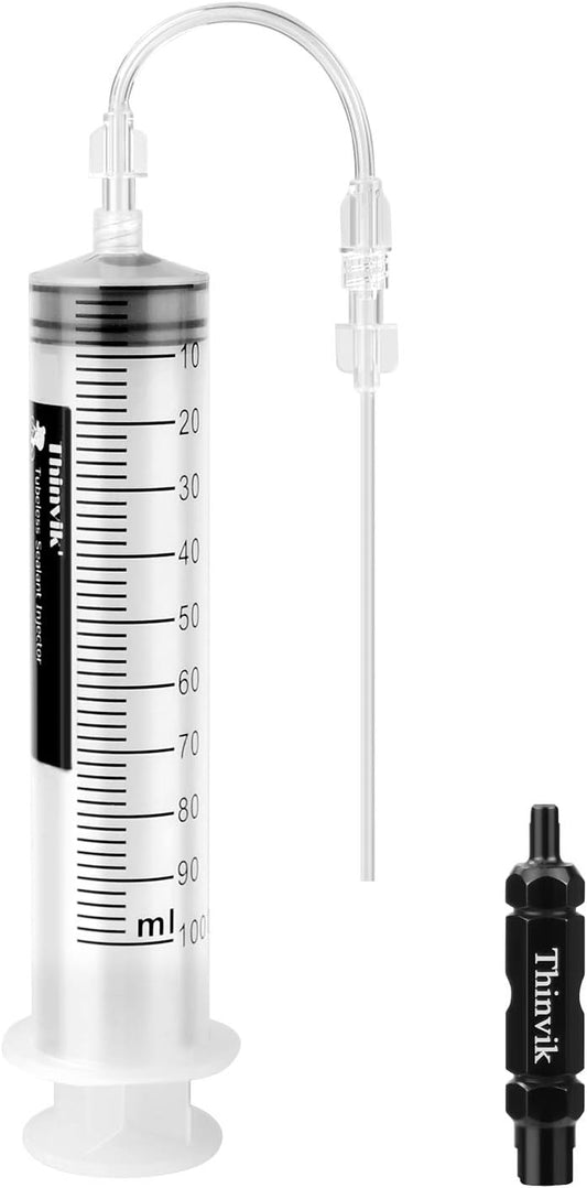 Thinvik 3.5 oz/100ML Tubeless Sealant Injector for Stans No Tubes sealant.BikeTubeless Sealant Syringe for Presta Schrader Valve Core Removal Tool and Other sealants