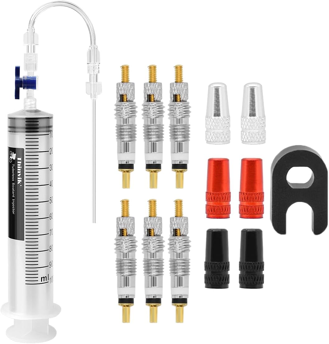 Thinvik 3.5オンス/100ML チューブレスシーラントインジェクター（Stans No Tubesシーラント用）バイクチューブレスシーラントシリンジ（Presta Schraderバルブコア取り外しツールおよびその他シーラント用） 