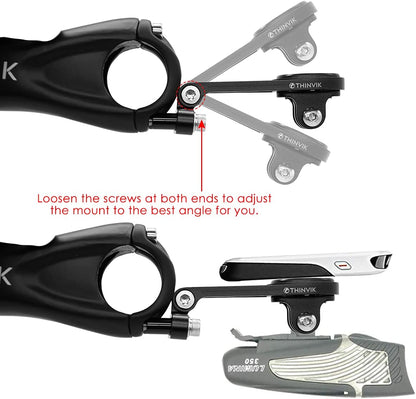 Thinvik Out-Front Extended Bike Computer Mount for Wahoo - Adjustable Angle Combo Mount for Elemnt Mini, Bolt, Roam GPS Bike Computer - CNC Aluminum Alloy