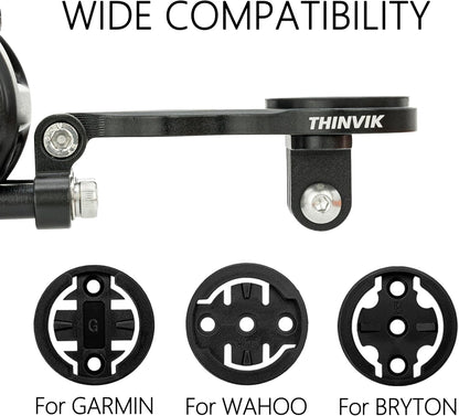 Thinvik Out-Front Extended Bike Computer Mount for Wahoo - Adjustable Angle Combo Mount for Elemnt Mini, Bolt, Roam GPS Bike Computer - CNC Aluminum Alloy