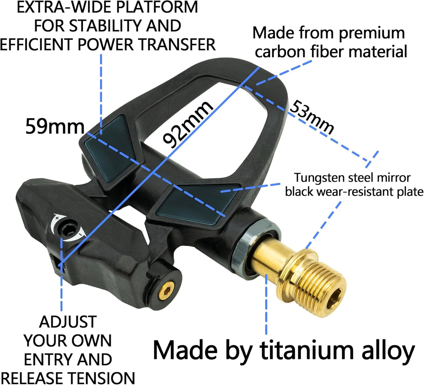 Full Carbon Ti Bike Clipless Pedals