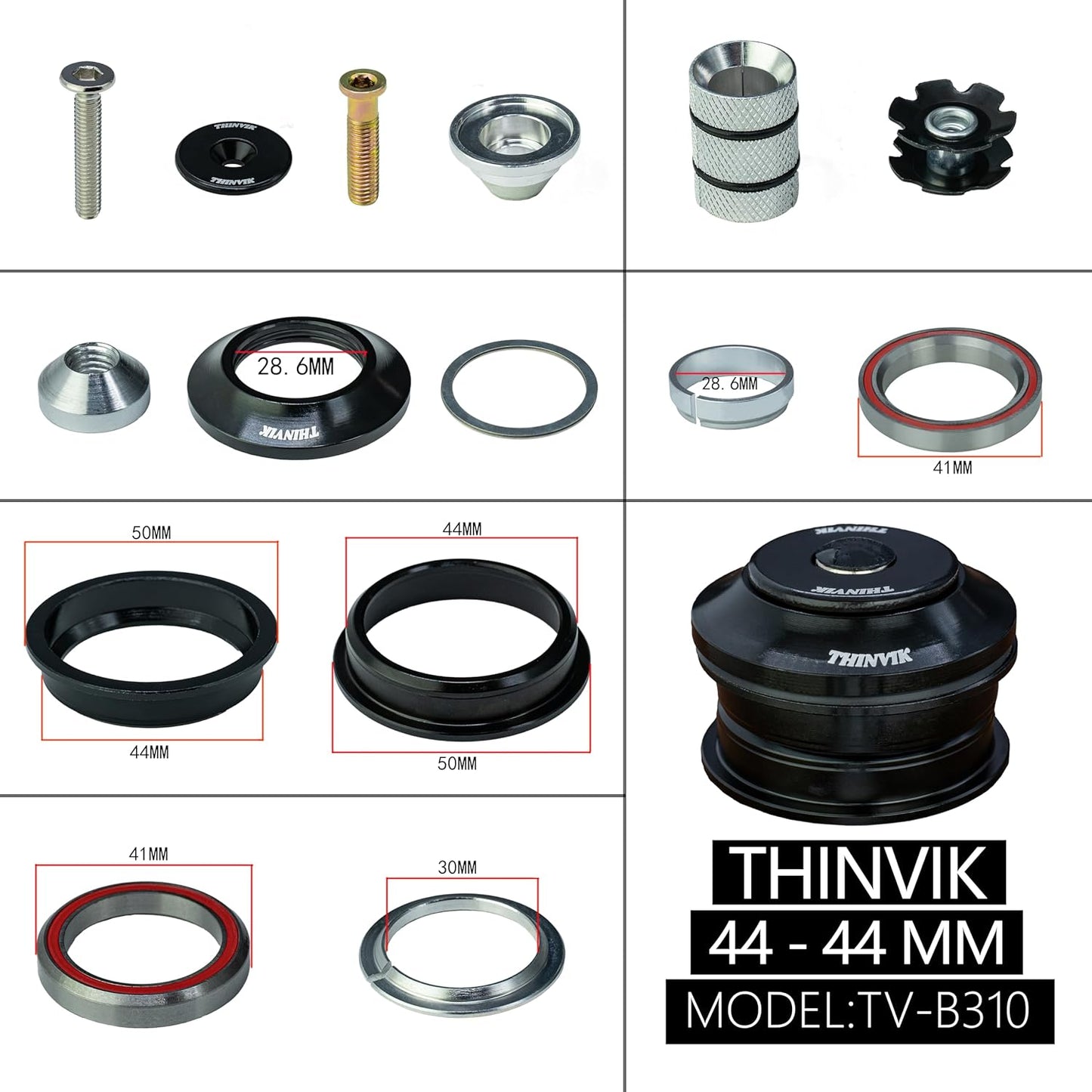 Thinvik Bike Headset 1-1/8 inch Threadless MTB Bicycle Headsets