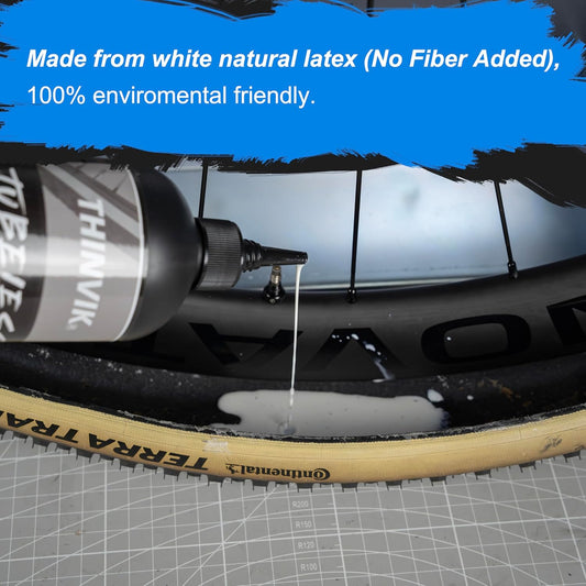 Thinvik Tubeless Bike Tire Sealant No Puncture Hassle and Leak Prevention for Road Bike MTB CX and Gravel Bicycle Tyres Sealant 500ML(16.9oz)+Tubeless Sealant Injector Set/500ML(Single)