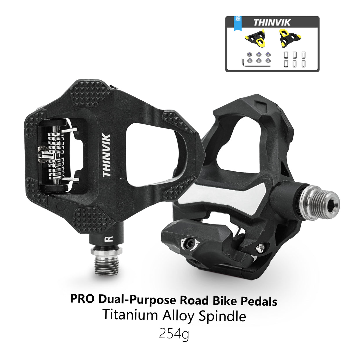 Thinvik Clipless Pedals for SPD-SL, Dual Sided Road Bike & Flat Platform Pedals